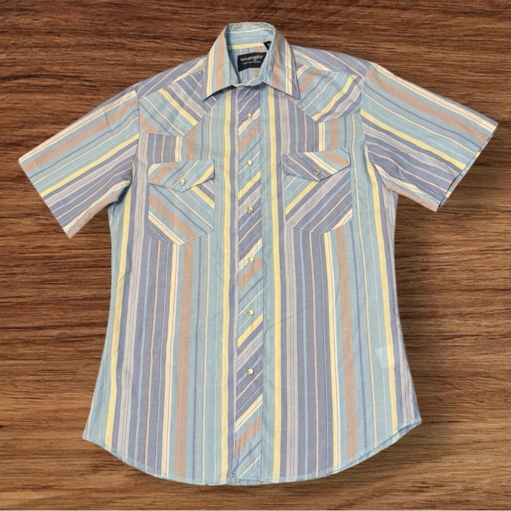 Wrangler Multicolor Striped Button Down Western Short Sleeve Shirt
